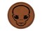 Alien Extraterrestrial UFO Head Round Iron-On Engraved Faux Leather Patch Applique - 2.5"